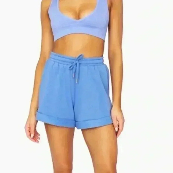 WeWoreWhat Pants - WeWoreWhat Pull On Sweat Short in Powder Blue